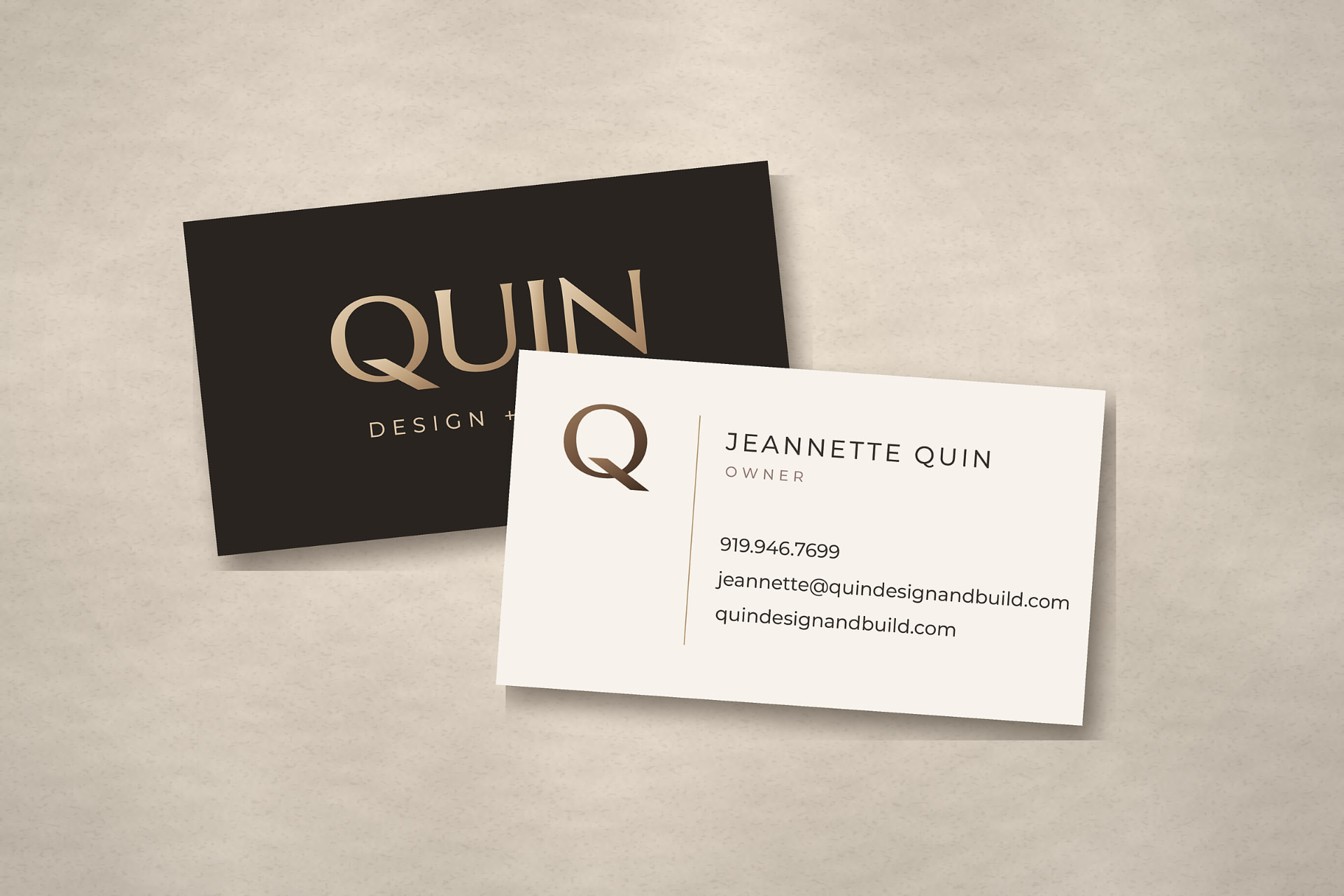 QUIN Design + Build business cards